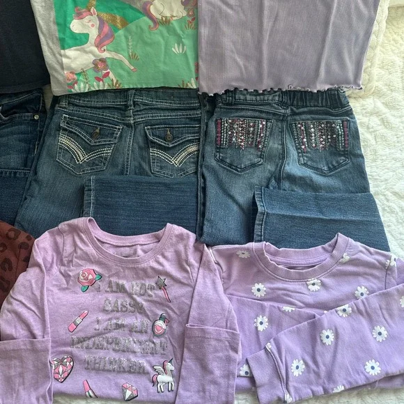 Girls Lot Size 5T Unicorn Jeans Tops Sweatshirt Bundle Cat & Jack Jumping Beans - Picture 3 of 10